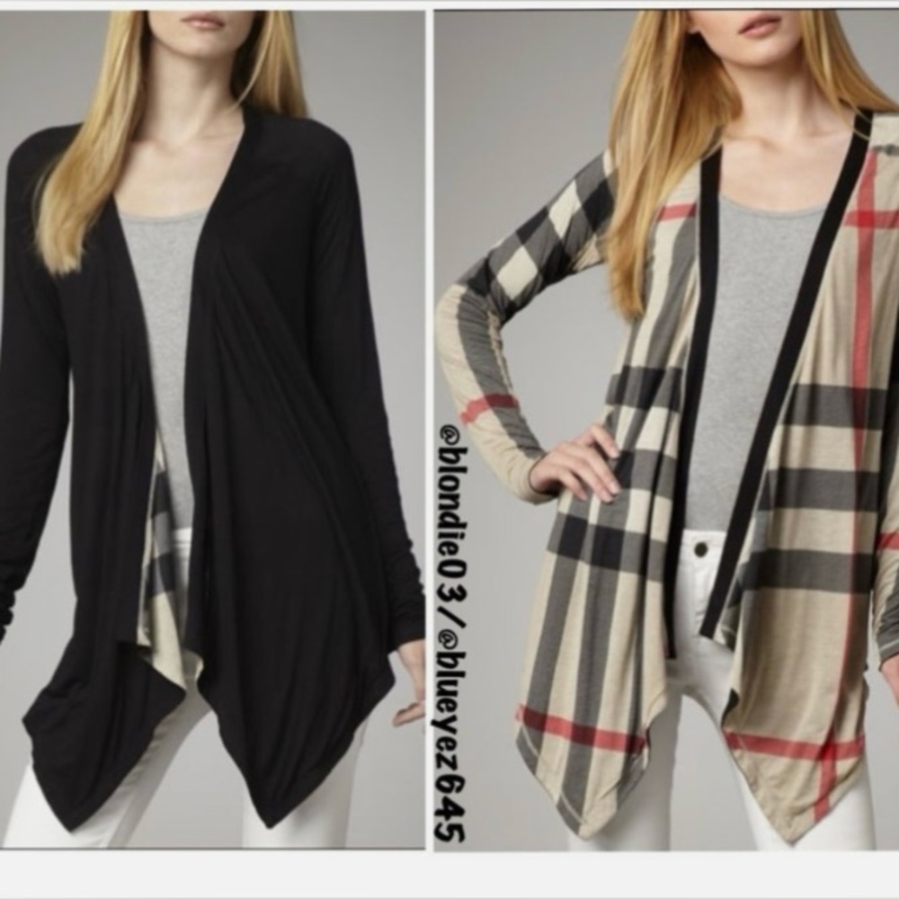 Burberry Beige and Red Plaid Shirt/ reversible cardigan. Lightweight